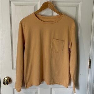 Everlane Organic Cotton Long Sleeve Box-Cut Cropped Pocket Tee | Size L